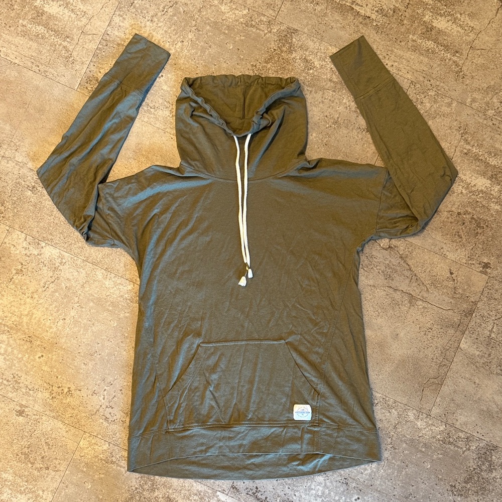 Southern Tide Pima Cotton Olive Green Funnel Neck Hoodie Pullover